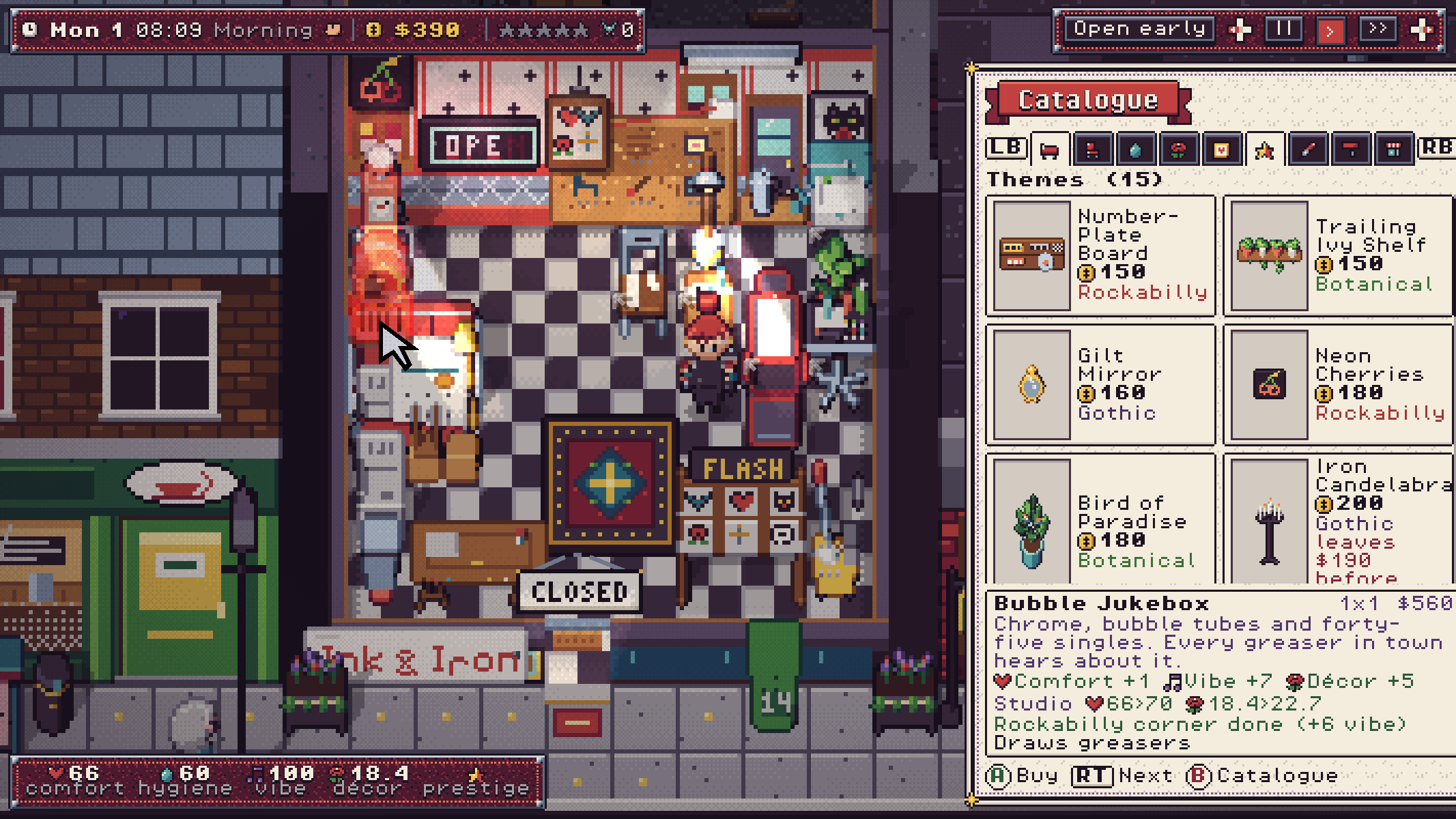 Build mode decorating a rockabilly corner
